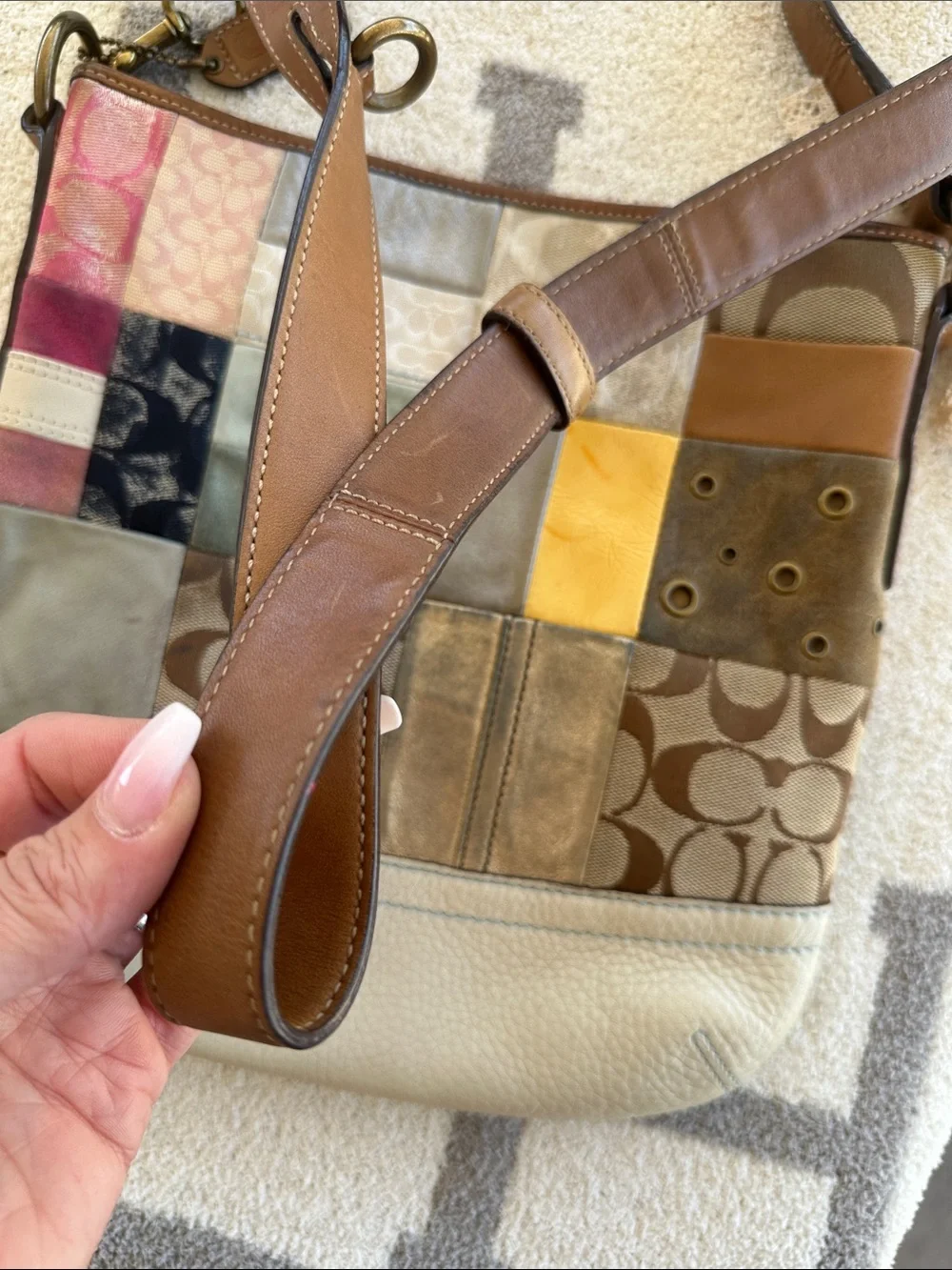 Coach Patchwork Shoulder Bag in Multicolor Leather & Signature Canvas